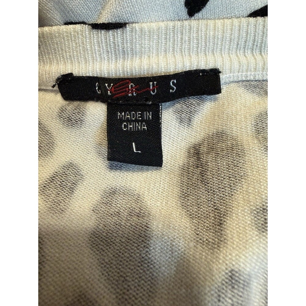 Cyrus Rhinestone Embellished Cardigan Size L Animal Print Black White - Picture 4 of 5